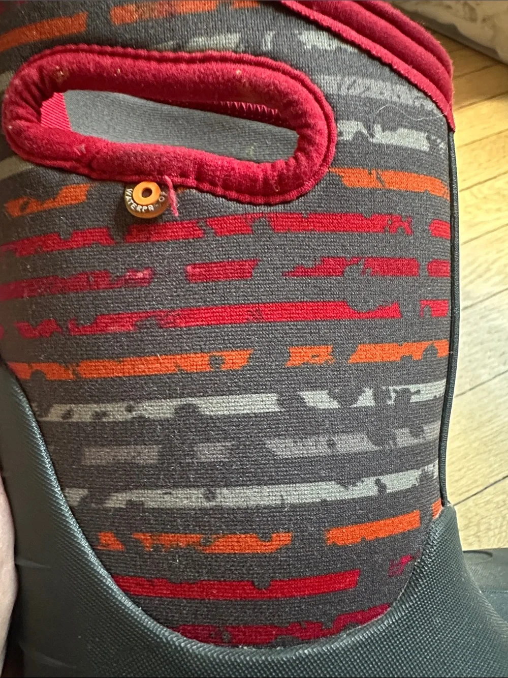 Bogs Pull-On Winter Boots in Gray and Red
